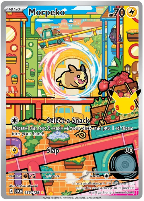 Morpeko 135/128 Illustration Rare Pokemon Card (30th Anniversary Collection)