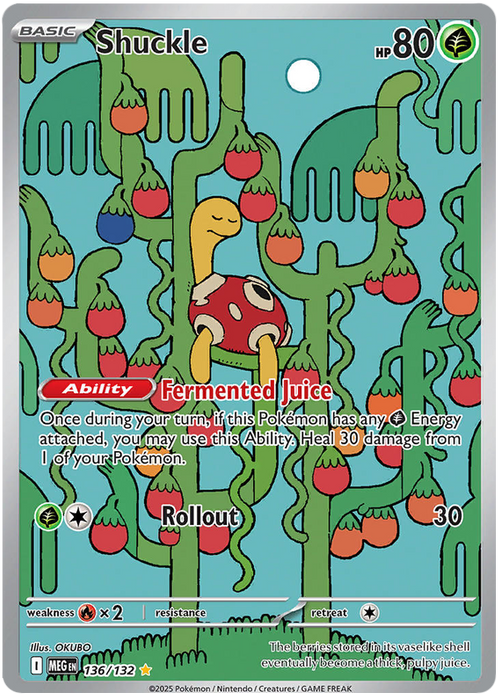 Shuckle 136/132 Illustration Rare Pokemon Card (Mega Evolution Base Set ME01)