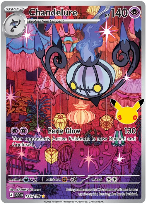 Chandelure 137/128 Illustration Rare Pokemon Card (30th Anniversary Collection)
