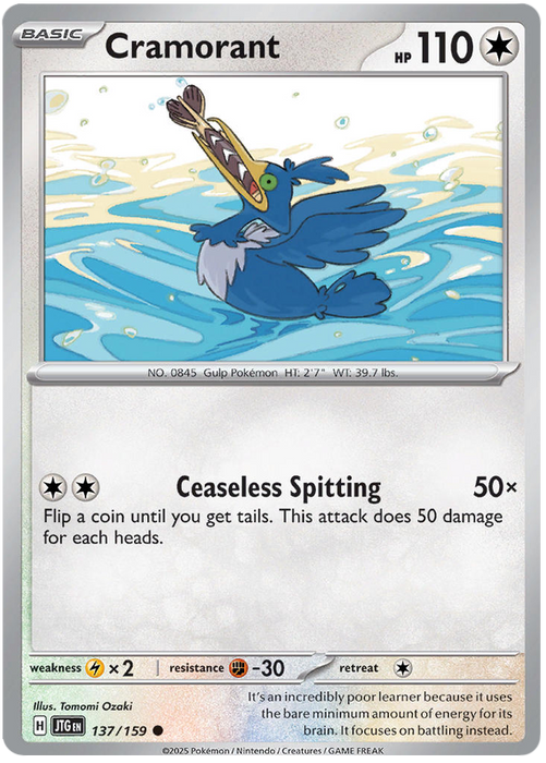 Cramorant 137/159 Common Pokemon Card (Scarlet & Violet Journey Together)