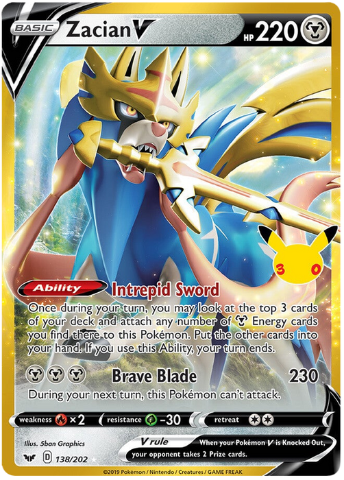 Zacian V 026/030 Rare Pokemon Card (30th Anniversary Classic Collection)