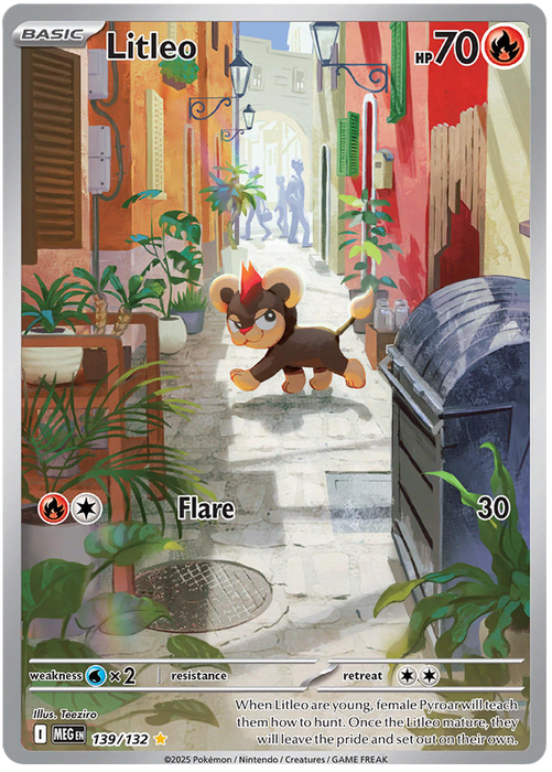 Litleo 139/132 Illustration Rare Pokemon Card (Mega Evolution Base Set ME01)
