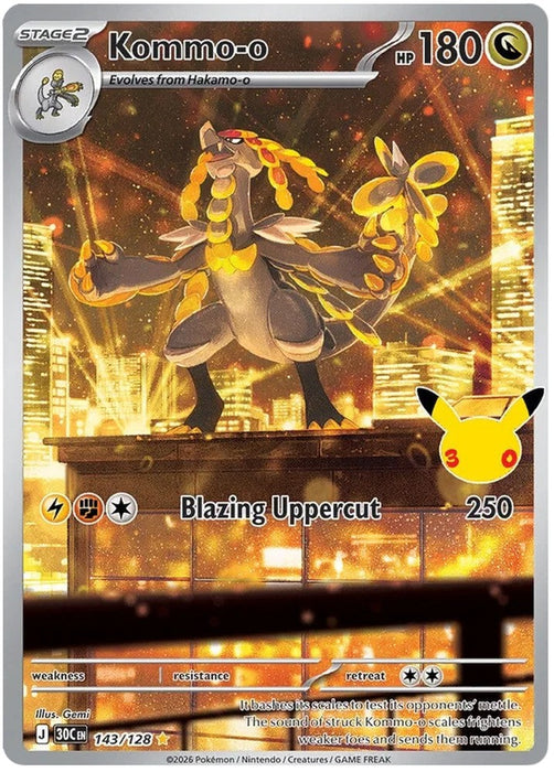 Kommo-o 143/128 Illustration Rare Pokemon Card (30th Anniversary Collection)