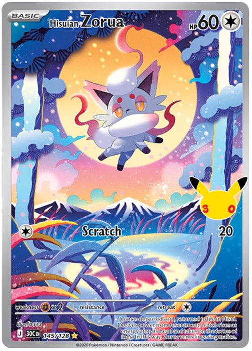 Hisuian Zorua 145/128 Illustration Rare Pokemon Card (30th Anniversary Collection)