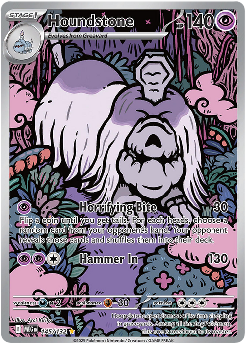 Houndstone 145/132 Illustration Rare Pokemon Card (Mega Evolution Base Set ME01)