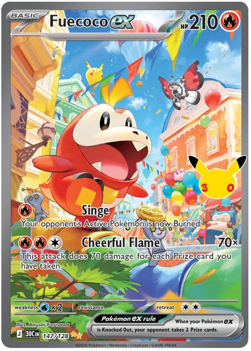 Fuecoco ex 147/128 Special Illustration Rare Pokemon Card (30th Anniversary Collection)