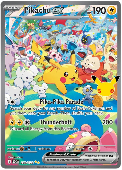 Pikachu ex 149/128 Special Illustration Rare Pokemon Card (30th Anniversary Collection)