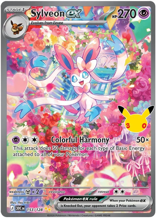 Sylveon ex 153/128 Special Illustration Rare Pokemon Card (30th Anniversary Collection)