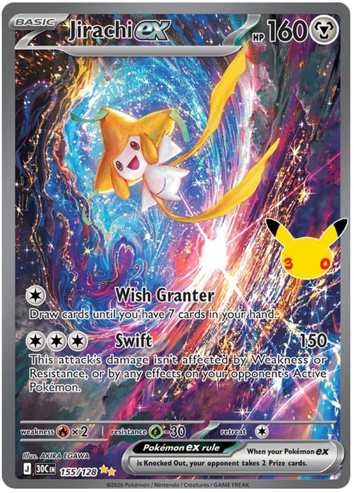Jirachi ex 155/128 Special Illustration Rare Pokemon Card (30th Anniversary Collection)