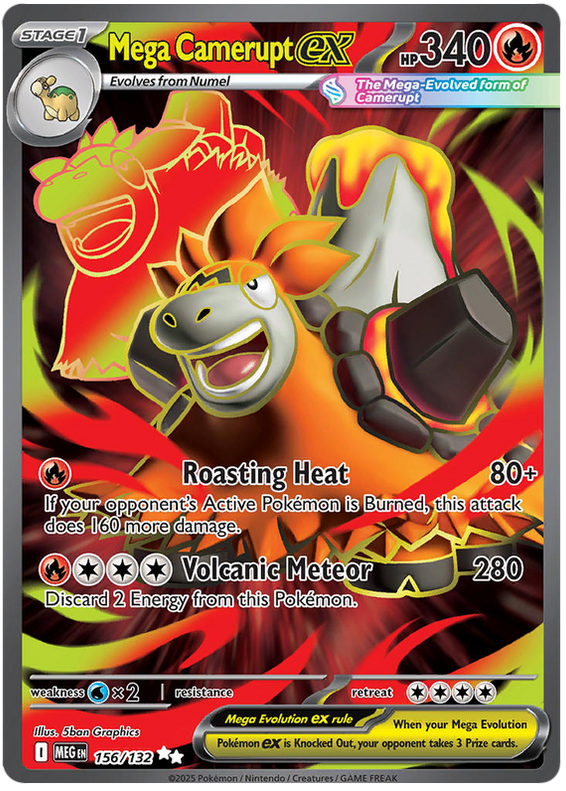 Mega Camerupt ex 156/132 Ultra Rare Pokemon Card (Mega Evolution Base ...