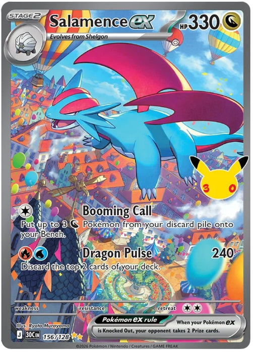 Salamence ex 156/128 Special Illustration Rare Pokemon Card (30th Anniversary Collection)