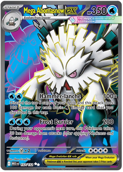 Mega Abomasnow ex 157/132 Ultra Rare Pokemon Card (Mega Evolution Base Set ME01)