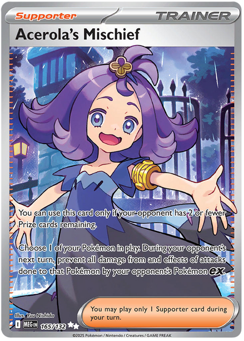 Acerola's Mischief 165/132 Ultra Rare Pokemon Card (Mega Evolution Base Set ME01)