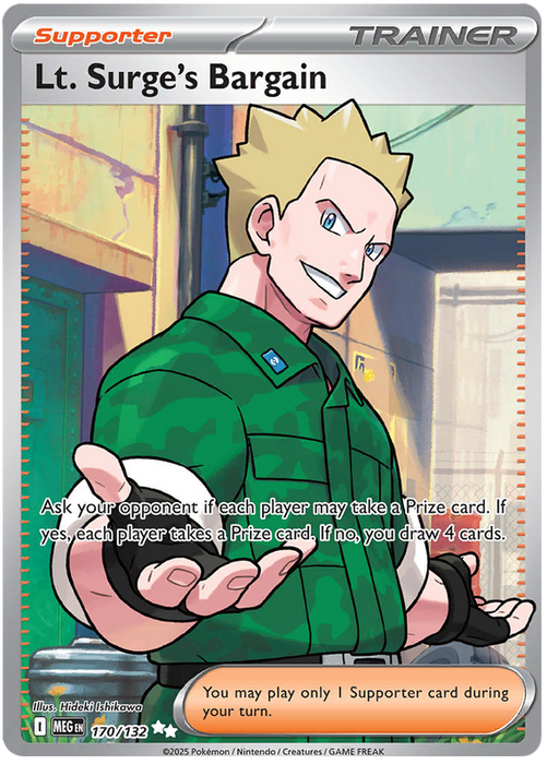Lt. Surge's Bargain 170/132 Ultra Rare Pokemon Card (Mega Evolution Base Set ME01)