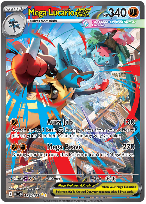 Mega Lucario ex 179/132 Special Illustration Rare Pokemon Card (Mega Evolution Base Set ME01)