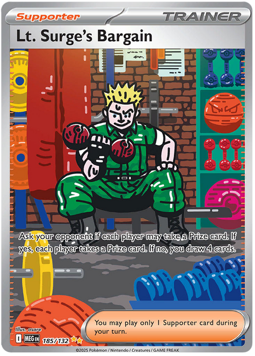 Lt. Surge's Bargain 185/132 Special Illustration Rare Pokemon Card (Mega Evolution Base Set ME01)