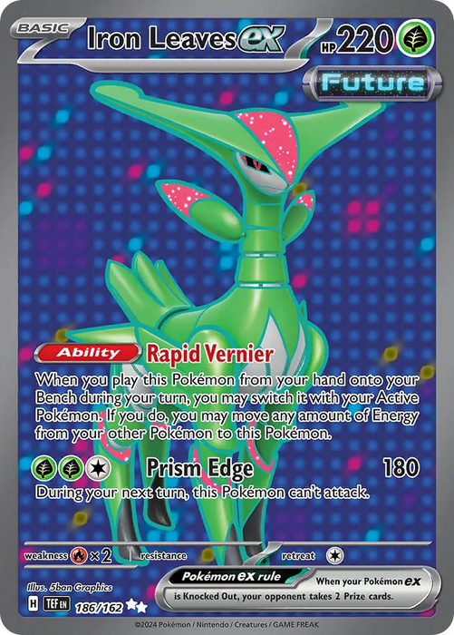 iron pokemon cards Iron Leaves ex 186/162 Ultra Rare Pokemon Card (SV Temporal Forces) — Titan Cards Ltd