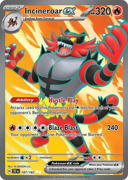 Incineroar ex 187/162 Ultra Rare Pokemon Card (SV Temporal Forces)