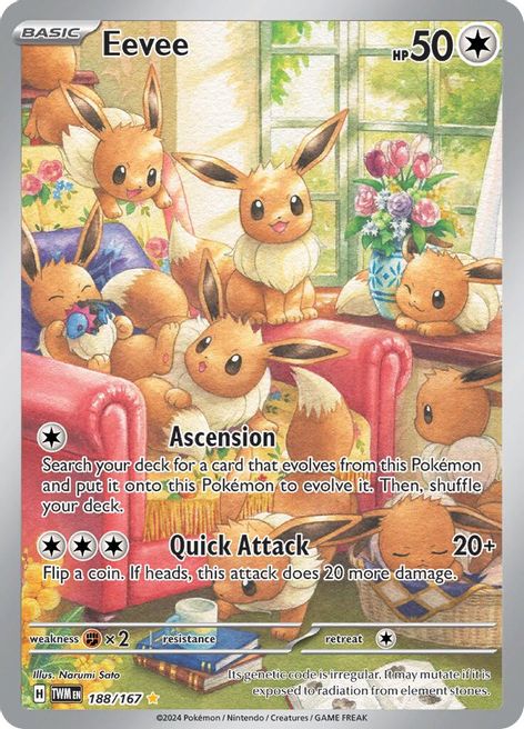 Eevee 188/167 Illustration Rare Pokemon Card (SV Twilight Masquerade) Titan Cards Ltd Eevee 188/167 Illustration Rare Pokemon Card (SV Twilight Masquerade) Titan Cards Ltd