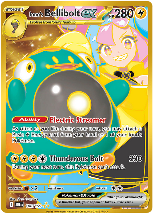 Iono's Bellibolt ex 188/159 Hyper Rare Pokemon Card (Scarlet & Violet Journey Together)