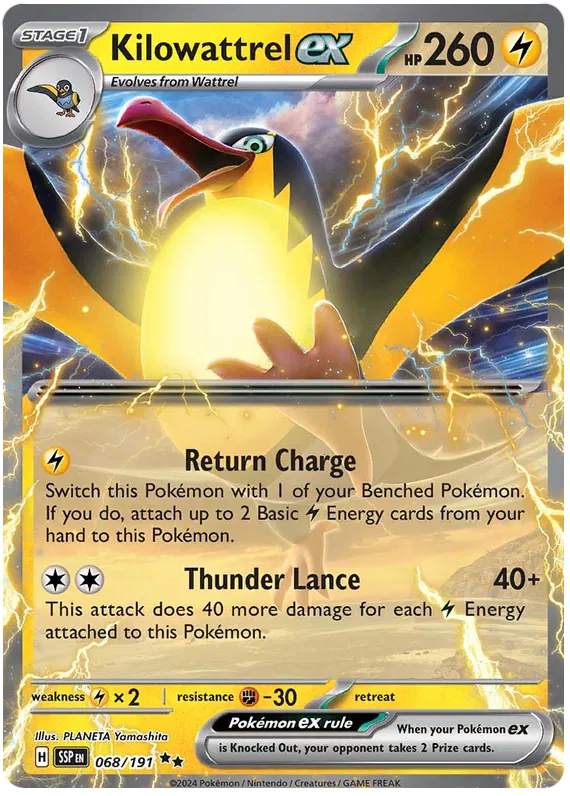 Kilowattrel ex 068/191 Double Rare Pokemon Card (Scarlet & Violet Surg — Titan Cards Ltd