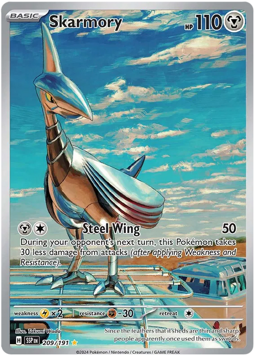 Skarmory 209/191 Illustration Rare Pokemon Card (Scarlet & Violet Surging Sparks)