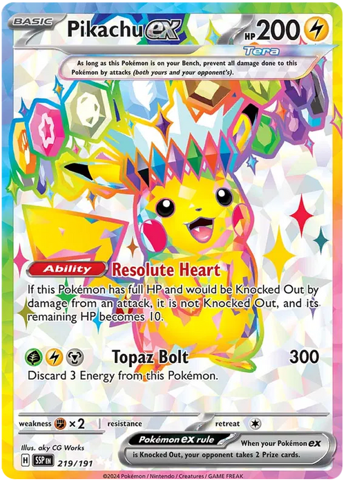 Pikachu ex 219/191 Ultra Rare Pokemon Card (Scarlet & Violet Surging Sparks) Pikachu ex 219/191 Ultra Rare Pokemon Card (Scarlet & Violet Surging Sparks)