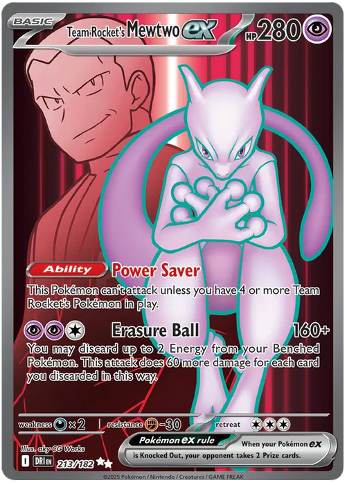Team Rocket's Mewtwo ex 213/182 Ultra Rare Pokemon Card (Scarlet & Violet Destined Rivals)