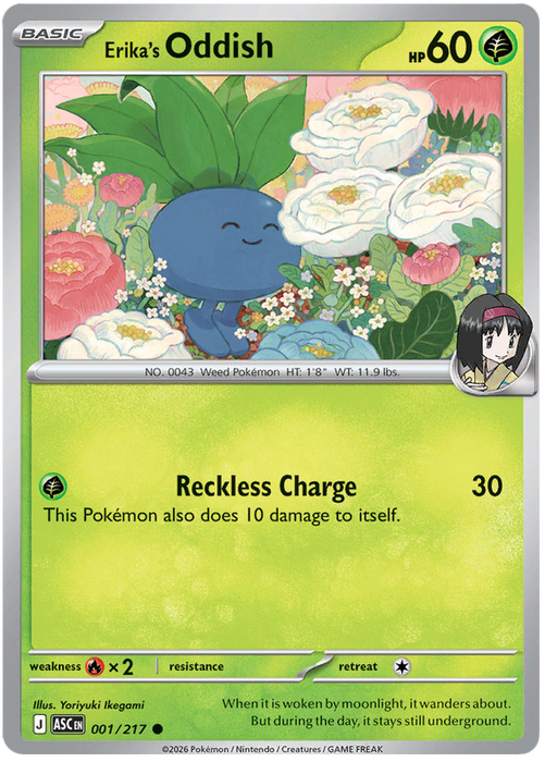 Erika's Oddish 001/217 Common Pokemon Card (Mega Evolution Ascended Heroes)