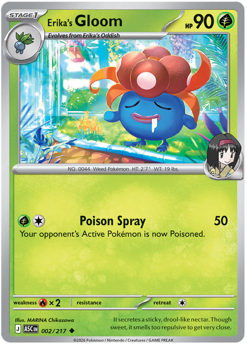 Erika's Gloom 002/217 Uncommon Pokemon Card (Mega Evolution Ascended Heroes)