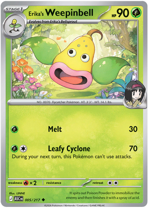 Erika's Weepinbell 005/217 Uncommon Pokemon Card (Mega Evolution Ascended Heroes)
