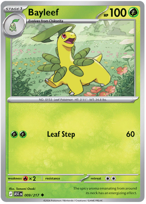 Bayleef 009/217 Uncommon Pokemon Card (Mega Evolution Ascended Heroes)