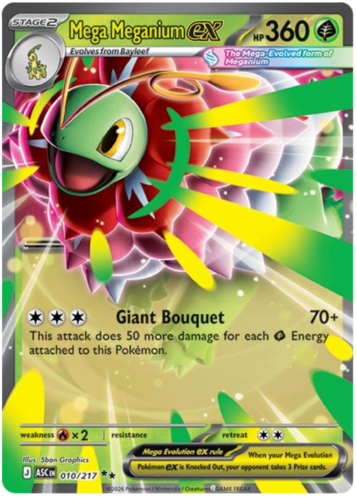 Mega Meganium ex 010/217 Double Rare Pokemon Card (Mega Evolution Ascended Heroes)