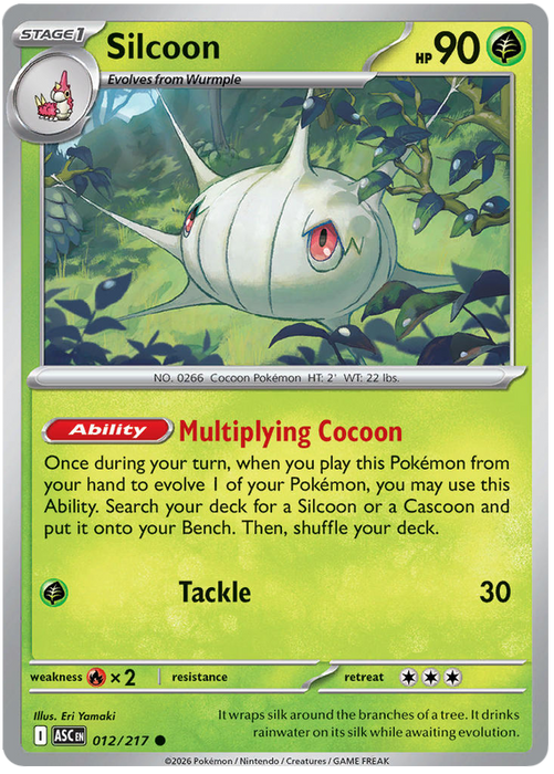 Silcoon 012/217 Common Pokemon Card (Mega Evolution Ascended Heroes)