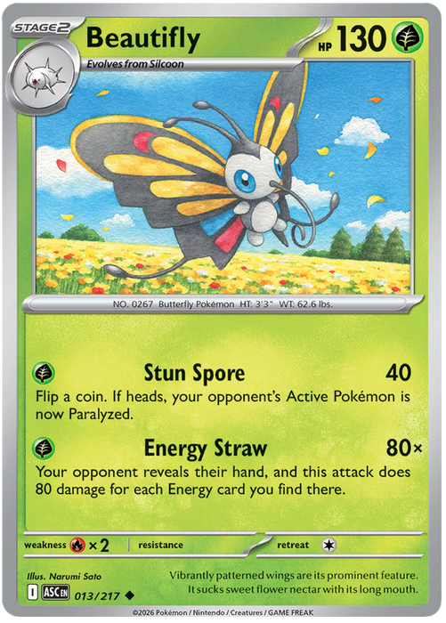 Beautifly 013/217 Uncommon Pokemon Card (Mega Evolution Ascended Heroes)