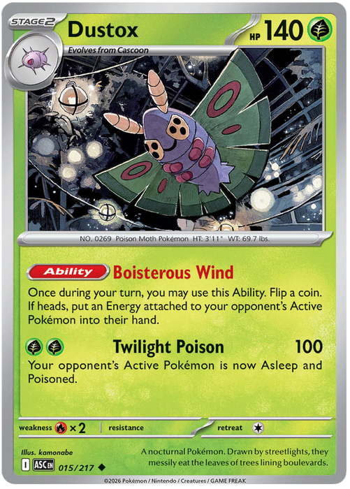 Dustox 015/217 Uncommon Pokemon Card (Mega Evolution Ascended Heroes)