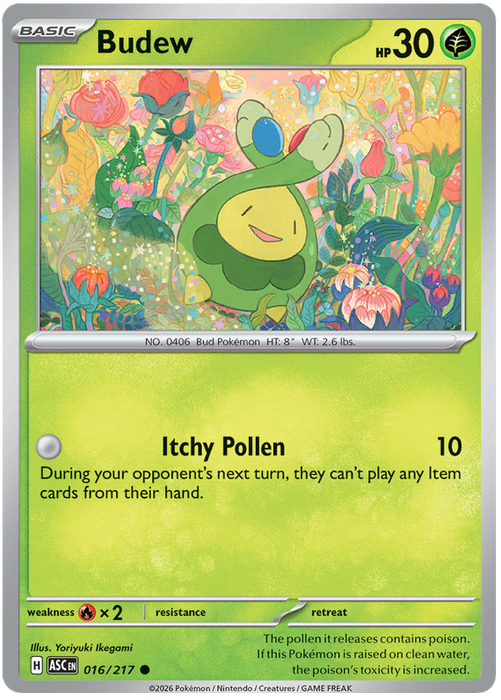 Budew 016/217 Common Pokemon Card (Mega Evolution Ascended Heroes)