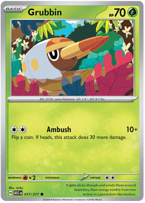 Grubbin 017/217 Common Pokemon Card (Mega Evolution Ascended Heroes)