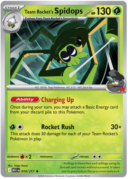 Team Rocket's Spidops 019/217 Rare Pokemon Card (Mega Evolution Ascended Heroes)