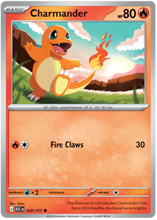 Charmander 020/217 Common Pokemon Card (Mega Evolution Ascended Heroes)