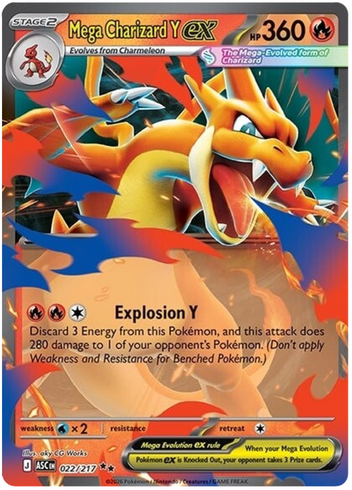 Mega Charizard Y ex 022/217 Double Rare Pokemon Card (Mega Evolution Ascended Heroes)