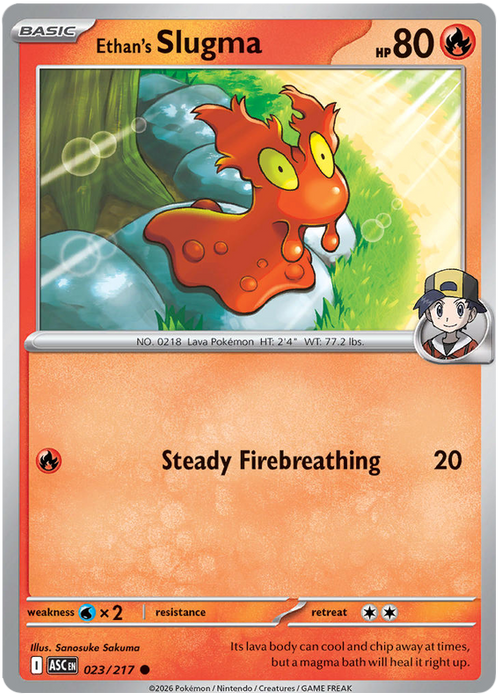 Ethan's Slugma 023/217 Common Pokemon Card (Mega Evolution Ascended Heroes)