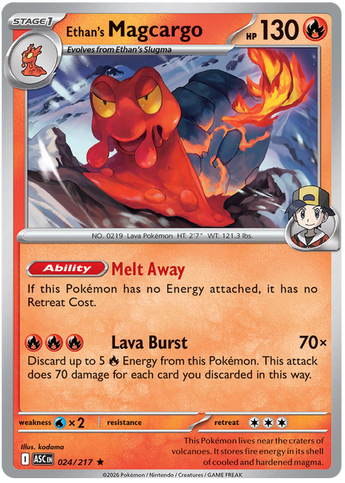 Ethan's Magcargo 024/217 Rare Pokemon Card (Mega Evolution Ascended Heroes)