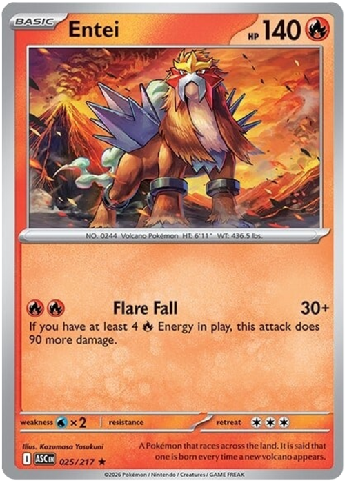 Entei 025/217 Rare Pokemon Card (Mega Evolution Ascended Heroes)