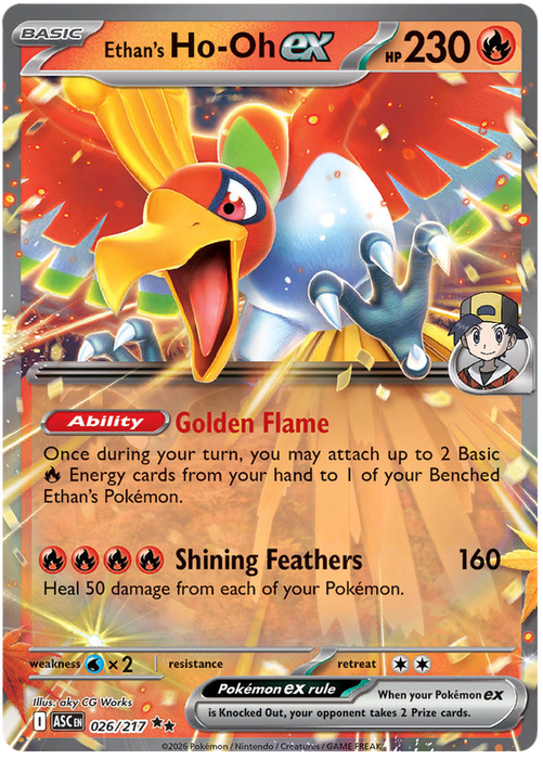 Ethan's Ho-Oh ex 026/217 Double Rare Pokemon Card (Mega Evolution Ascended Heroes)