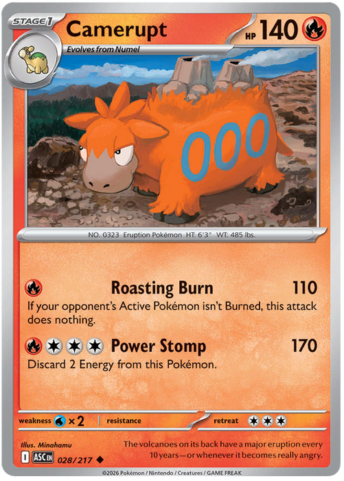 Camerupt 028/217 Uncommon Pokemon Card (Mega Evolution Ascended Heroes)