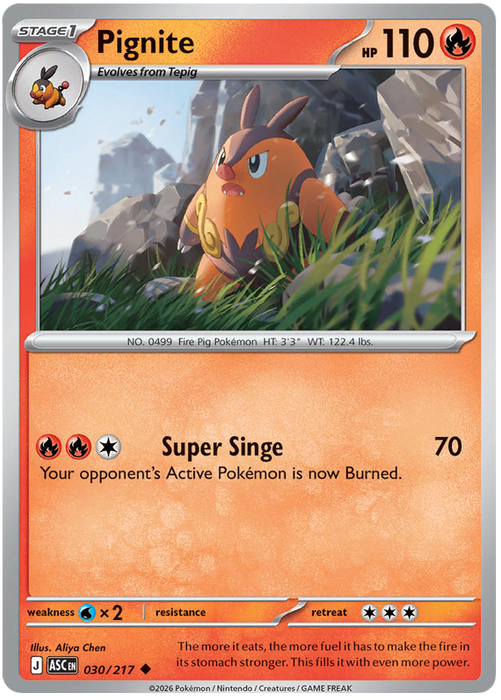 Pignite 030/217 Uncommon Pokemon Card (Mega Evolution Ascended Heroes)