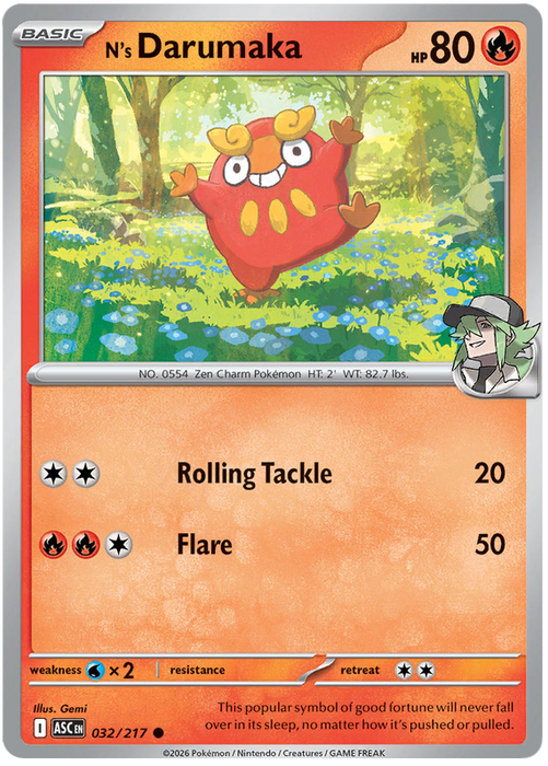 N's Darumaka 032/217 Common Pokemon Card (Mega Evolution Ascended Heroes)