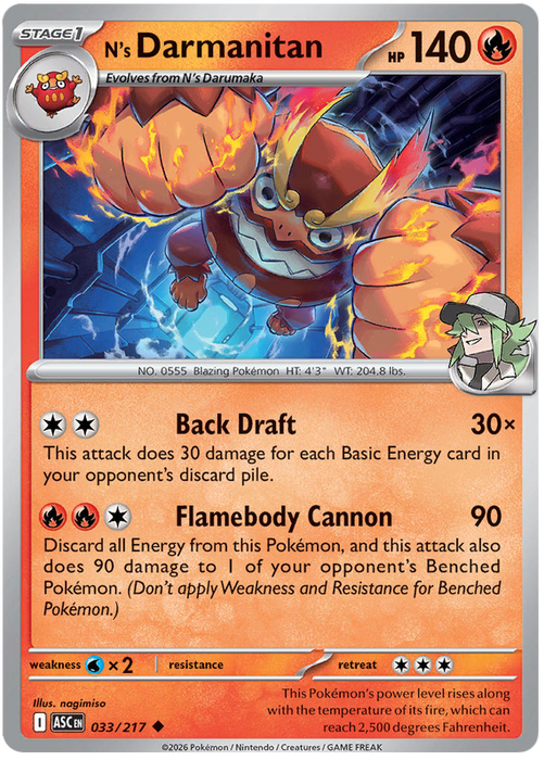 N's Darmanitan 033/217 Uncommon Pokemon Card (Mega Evolution Ascended Heroes)