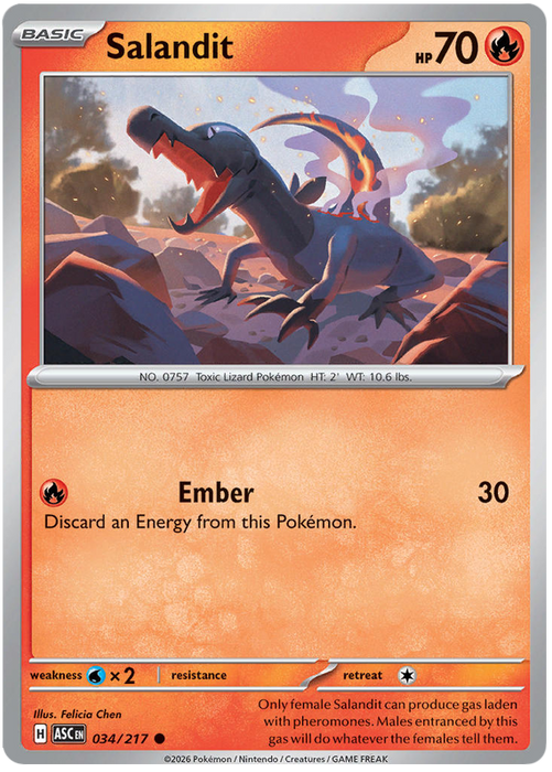 Salandit 034/217 Common Pokemon Card (Mega Evolution Ascended Heroes)